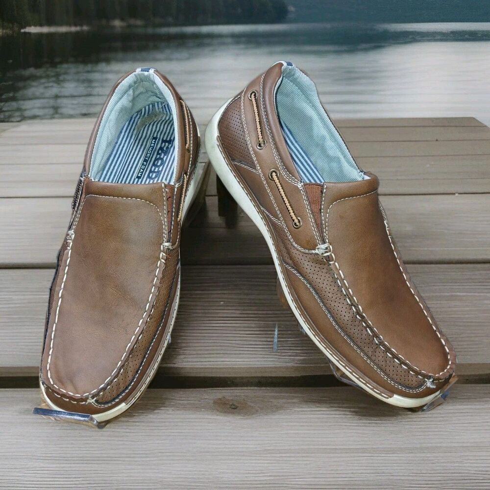Izod Hayward mens 10.5 slip on Loafer shoes Brown Comfort Everyday Wear Work - Picture 9 of 12